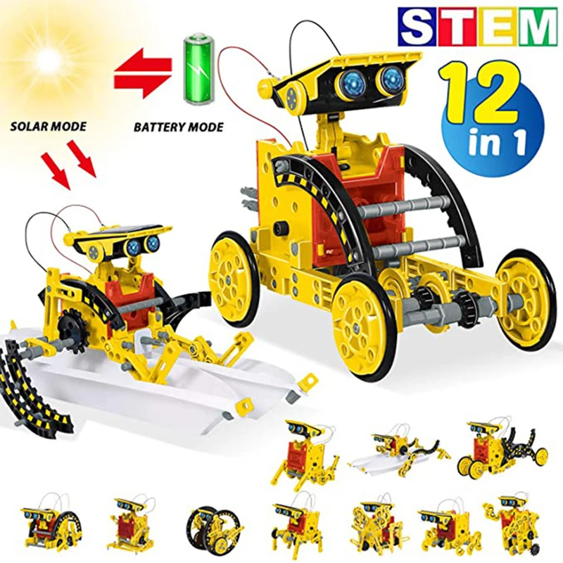 Solar Powered Robot Kit 14 In 1 - 12 в 1, научный эксперимент, солнечный