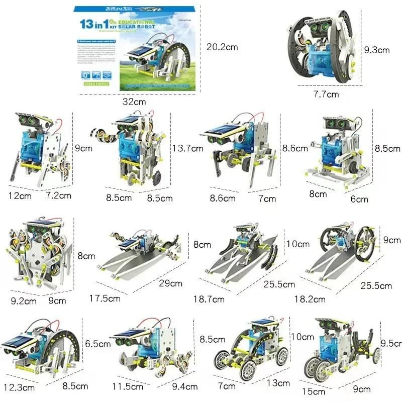 Solar Powered Robot Kit 14 In 1 - Набор для сборки солнечного робота 13