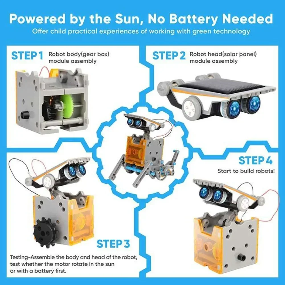 Набор STEM 13 в 1: Робот на со – обзор и цена Solar Powered Robot Kit 14 In 1