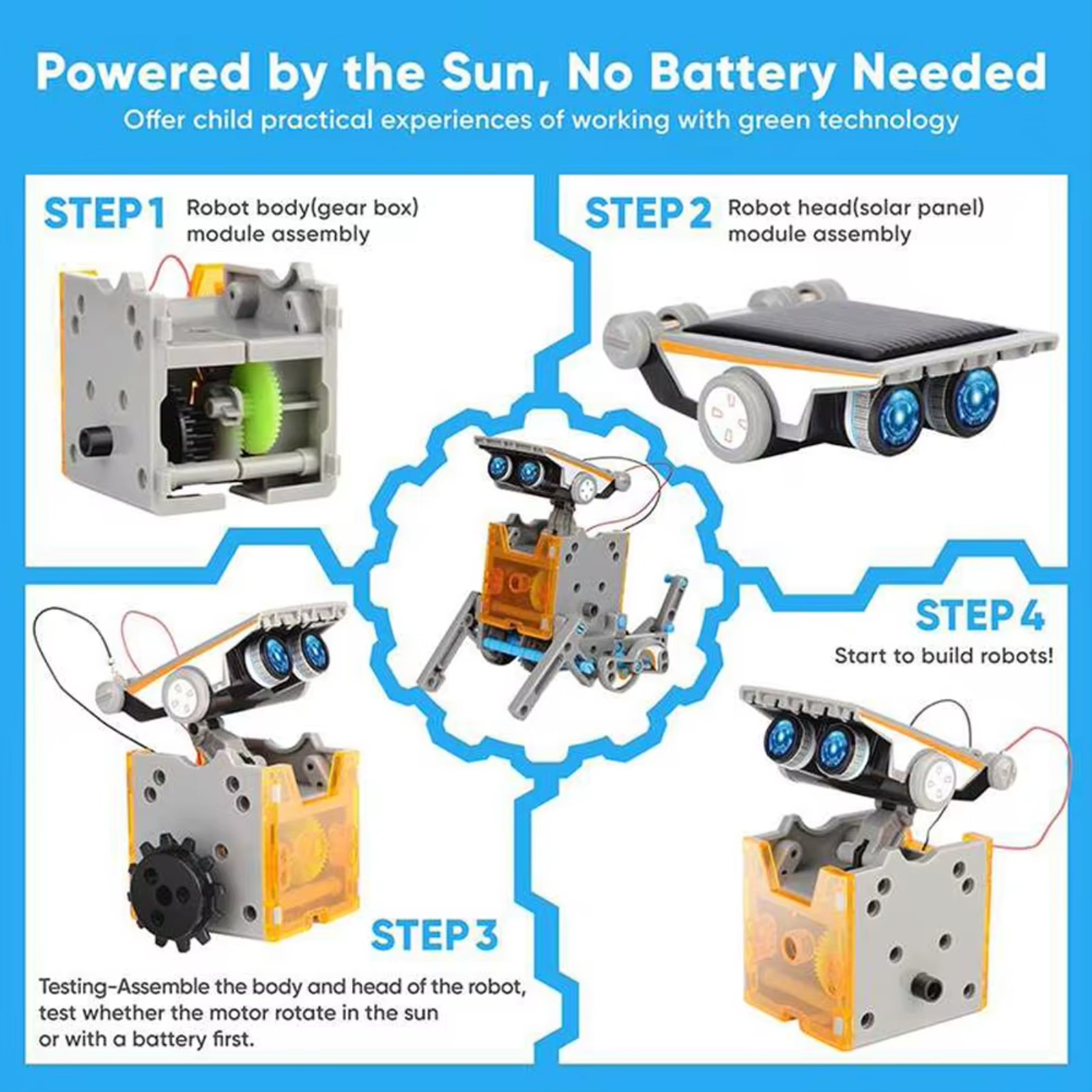 Набор для сборки робота на сол – обзор и цена Solar Powered Robot Kit 14 In 1