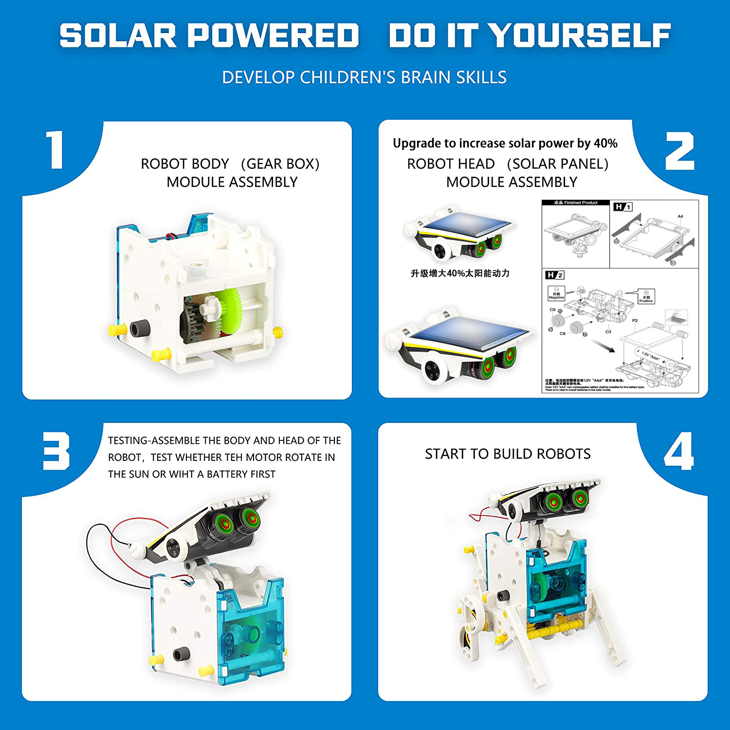 Набор роботов 13 в 1, обучающа – обзор и цена Solar Powered Robot Kit 14 In 1