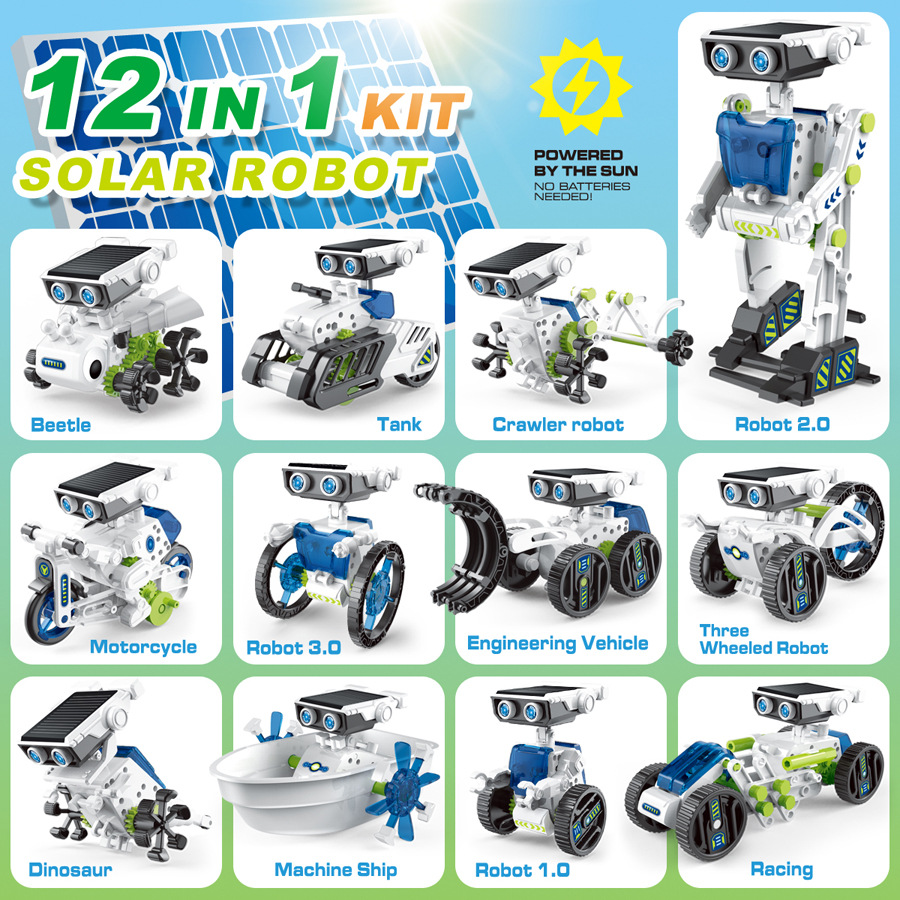 21/14/7 в 1 Набор для научных  – обзор и цена Solar Powered Robot Kit 14 In 1