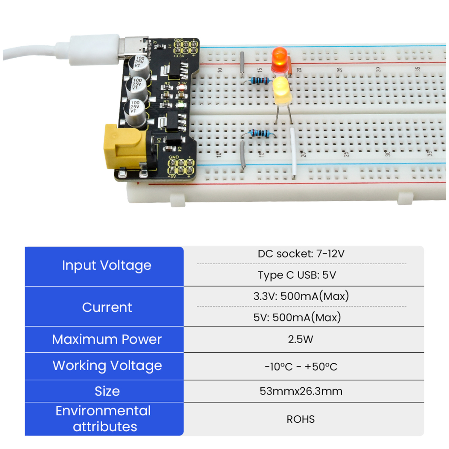 Модуль питания Keyestudio Type – обзор и цена Breadboard Jumper Wires Power Supply Kit