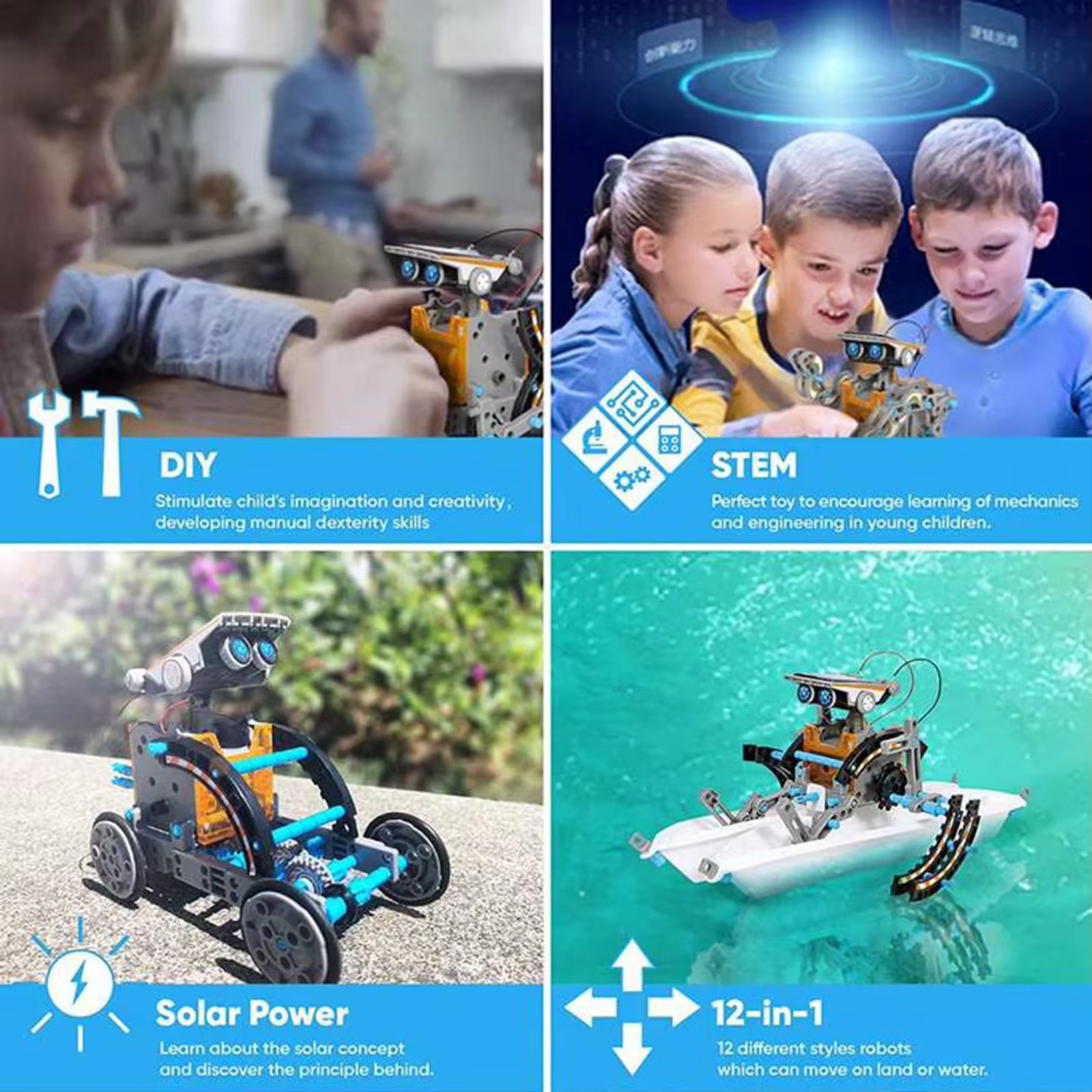 13 в 1, научный комплект робот – обзор и цена Solar Powered Robot Kit 14 In 1