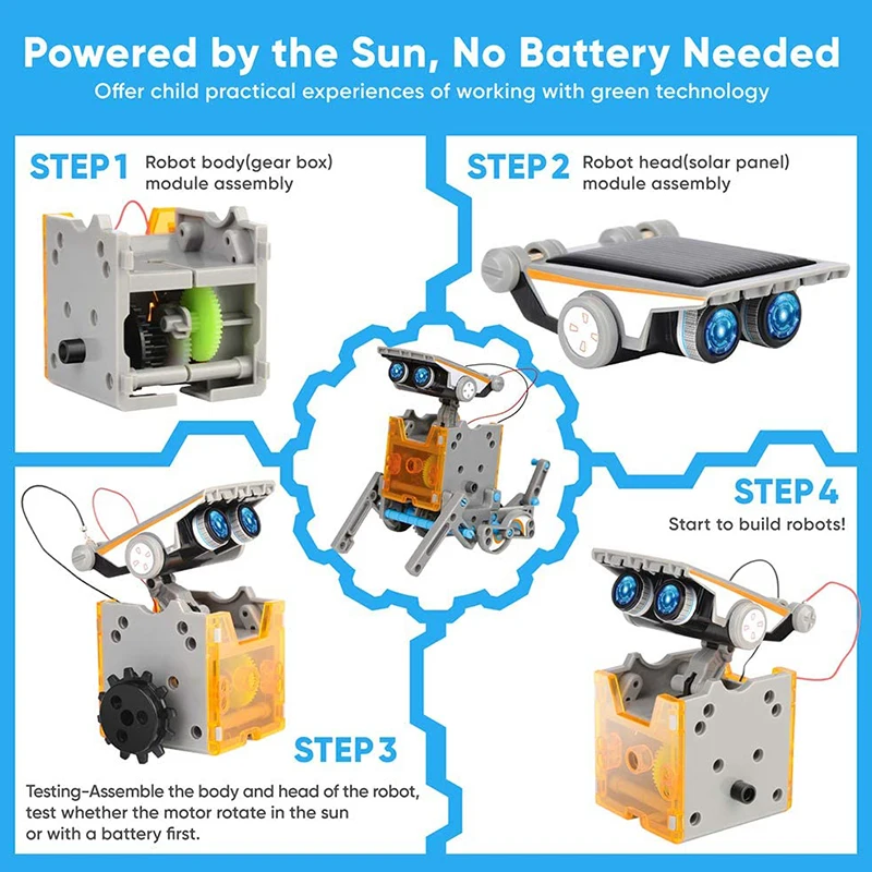 Наборы солнечных роботов STEM: – обзор и цена Solar Powered Robot Kit 14 In 1