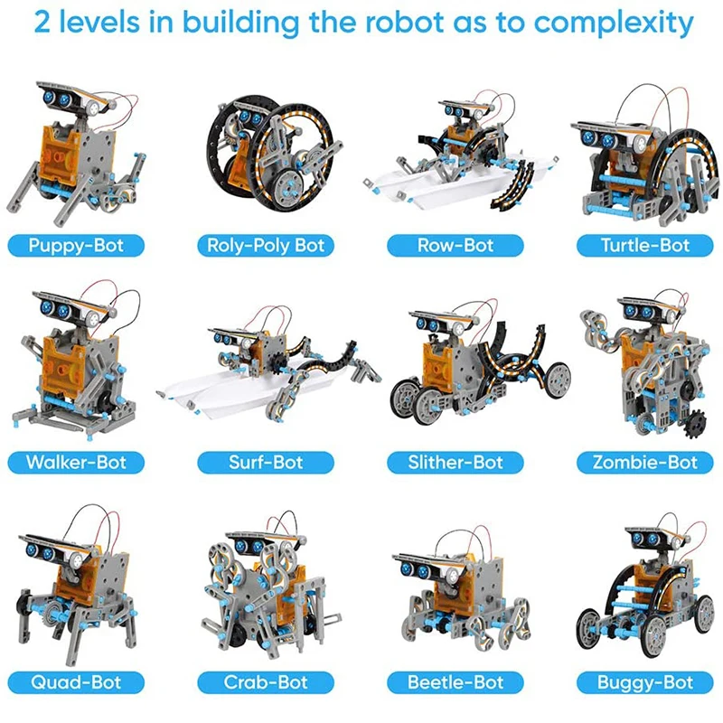 Наборы солнечных роботов STEM: – обзор и цена Solar Powered Robot Kit 14 In 1